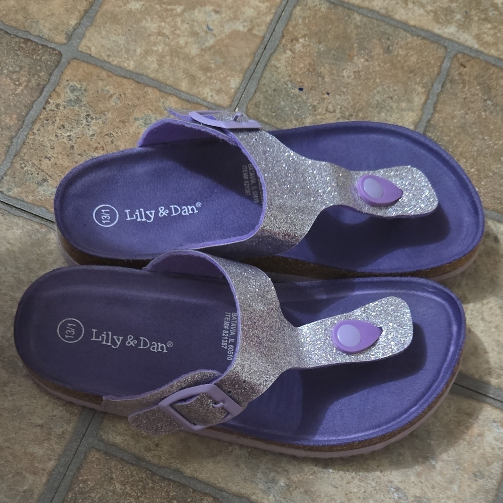 Kids Purple Glitter Sandals